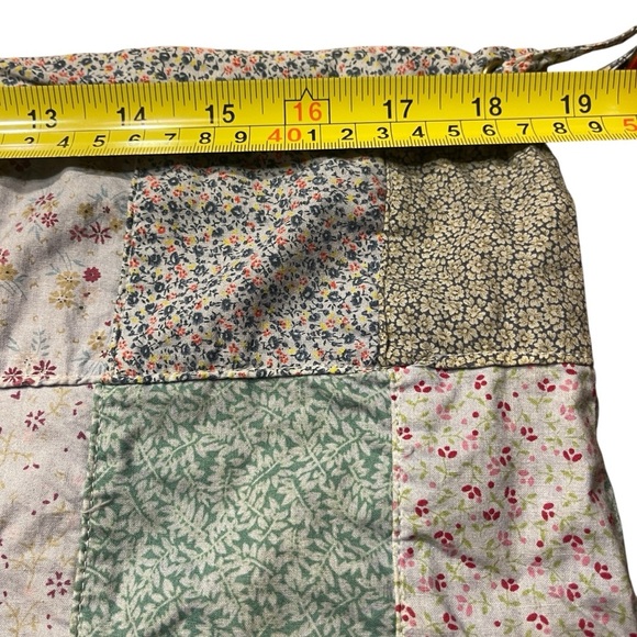 Blue Sky Womens Patchwork Skirt Mini Floral Blue Colorful Tie Waist Pocket Sz S - Picture 5 of 8